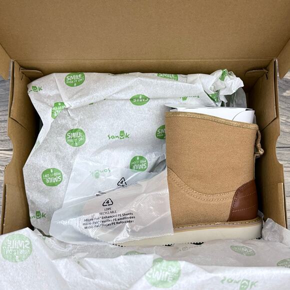 NIB Sanuk Cozy Vibe Surf Check SL Boots Ankle Booties 7 38 Tan - Picture 9 of 12